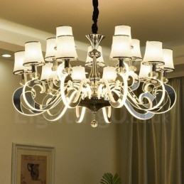 Dimmable Modern Contemporary Πολυέλαιος 15 Ανοιχτού Ατσάλι με Γυάλινη Απόχρωση