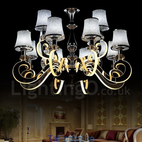 Dimmable Modern Contemporary Πολυέλαιος από 12 Ανοιχτό Ατσάλι με Γυάλινη Απόχρωση Dimmable Modern Contemporary Πολυέλαιος από 12 Ανοιχτό Ατσάλι με Γυάλινη Απόχρωση