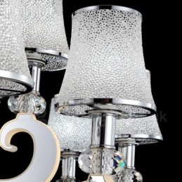 Dimmable Modern Contemporary 8 Light Steel Πολυέλαιος με Γυάλινη Απόχρωση