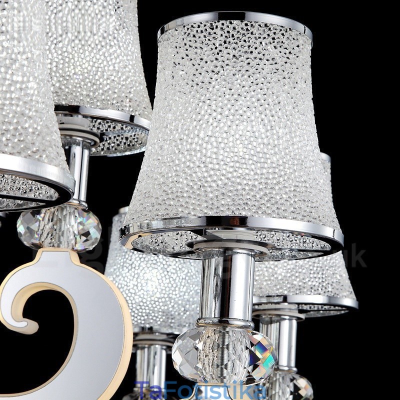 Dimmable Modern Contemporary 8 Light Steel Πολυέλαιος με Γυάλινη Απόχρωση