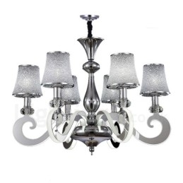 Dimmable Modern Contemporary 6 Light Steel Πολυέλαιος με γυάλινη απόχρωση