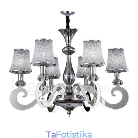 Dimmable Modern Contemporary 6 Light Steel Πολυέλαιος με γυάλινη απόχρωση Dimmable Modern Contemporary 6 Light Steel Πολυέλαιος με γυάλινη απόχρωση