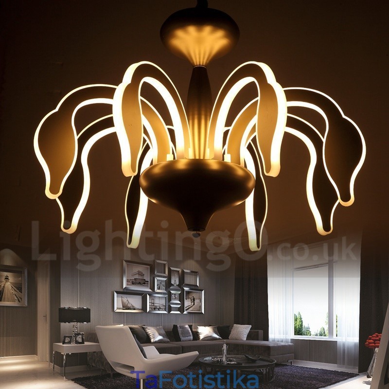 Dimmable Modern Contemporary 8 Light Steel Πολυέλαιος με Ακρυλική Απόχρωση