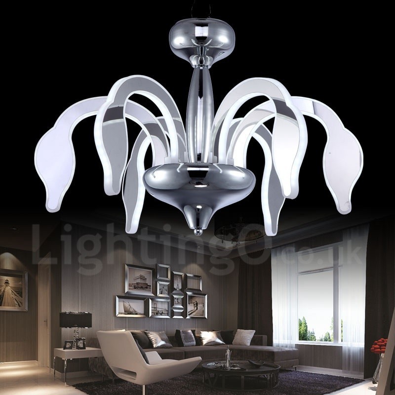 Dimmable Modern Contemporary 6 Light Steel Πολυέλαιος με Ακρυλική Απόχρωση