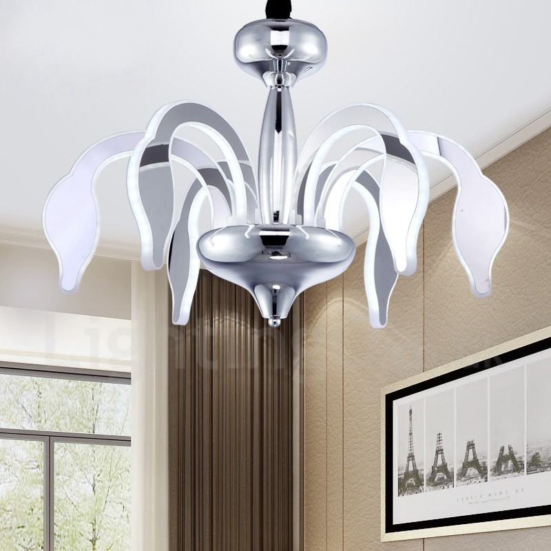 Dimmable Modern Contemporary 6 Light Steel Πολυέλαιος με Ακρυλική Απόχρωση