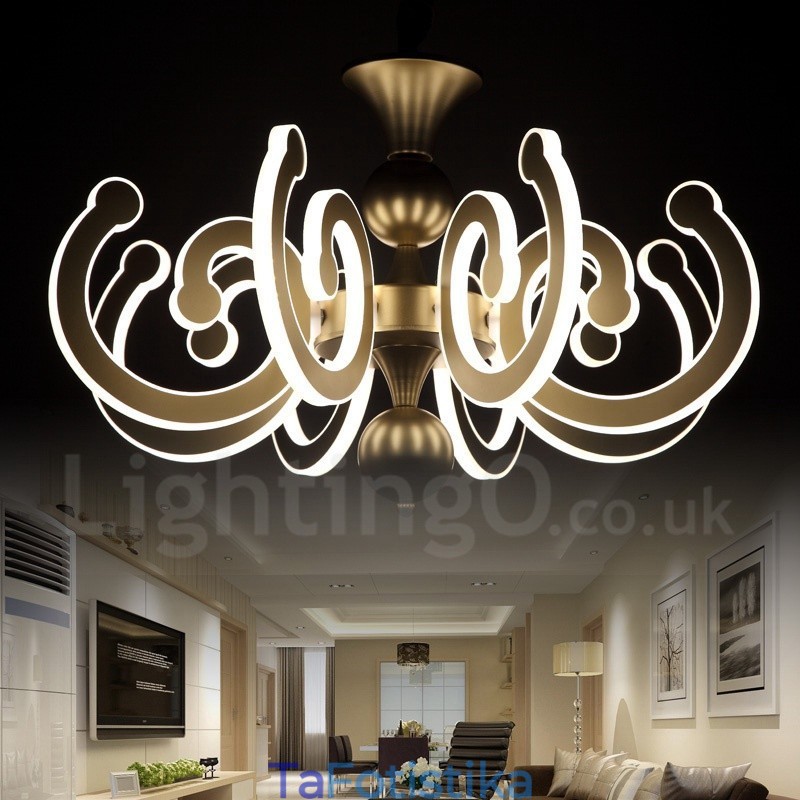 Dimmable Modern Contemporary 8 Light Steel Πολυέλαιος με Ακρυλική Απόχρωση