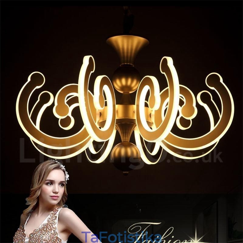 Dimmable Modern Contemporary 8 Light Steel Πολυέλαιος με Ακρυλική Απόχρωση