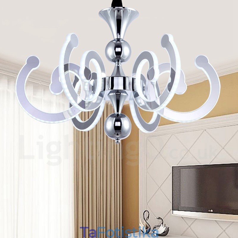 Dimmable Modern Contemporary 8 Light Steel Πολυέλαιος με Ακρυλική Απόχρωση