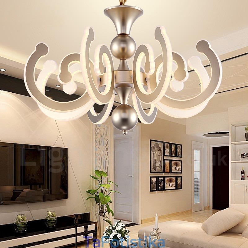 Dimmable Modern Contemporary 8 Light Steel Πολυέλαιος με Ακρυλική Απόχρωση