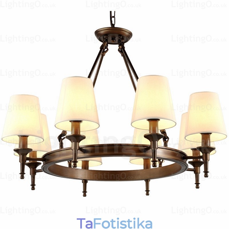 8 Light Nordic Country Ρουστίκ κρεμαστό φωτιστικό με υφασμάτινη απόχρωση