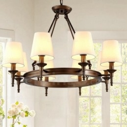 8 Light Nordic Country Ρουστίκ κρεμαστό φωτιστικό με υφασμάτινη απόχρωση