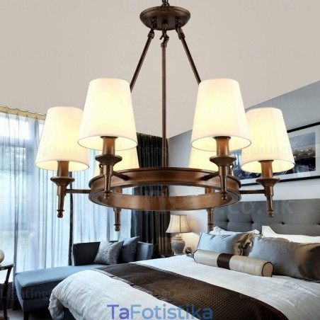 6 Light Nordic Country Ρουστίκ κρεμαστό φωτιστικό με υφασμάτινη απόχρωση 6 Light Nordic Country Ρουστίκ κρεμαστό φωτιστικό με υφασμάτινη απόχρωση