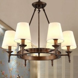 6 Light Nordic Country Ρουστίκ κρεμαστό φωτιστικό με υφασμάτινη απόχρωση