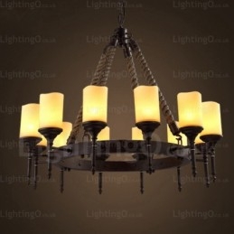 12 Light Country Rustic Vintage ρετρό κρεμαστό φωτιστικό με γυάλινη απόχρωση