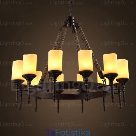12 Light Country Rustic Vintage ρετρό κρεμαστό φωτιστικό με γυάλινη απόχρωση 12 Light Country Rustic Vintage ρετρό κρεμαστό φωτιστικό με γυάλινη απόχρωση