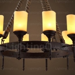 12 Light Country Rustic Vintage ρετρό κρεμαστό φωτιστικό με γυάλινη απόχρωση