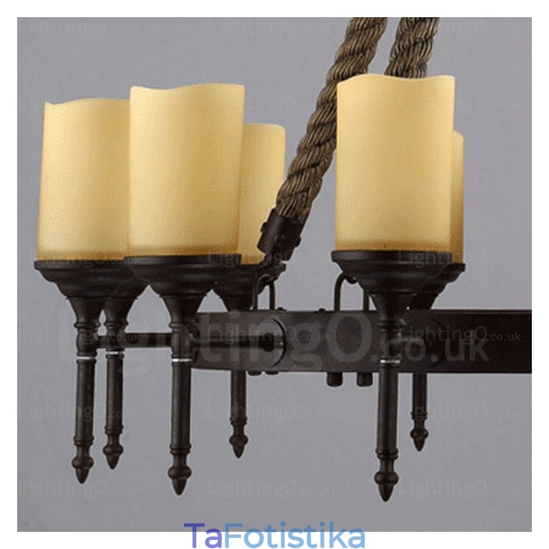 12 Light Country Rustic Vintage ρετρό κρεμαστό φωτιστικό με γυάλινη απόχρωση