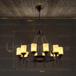 12 Light Country Rustic Vintage ρετρό κρεμαστό φωτιστικό με γυάλινη απόχρωση