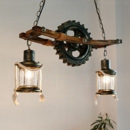 2 Ανοιχτό Country Rustic Vintage ρετρό κρεμαστό φωτιστικό με γυάλινη απόχρωση