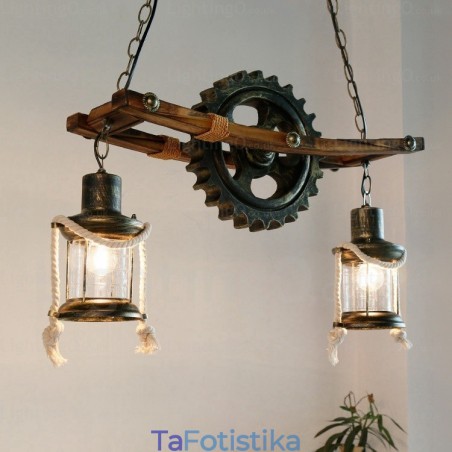 2 Ανοιχτό Country Rustic Vintage ρετρό κρεμαστό φωτιστικό με γυάλινη απόχρωση