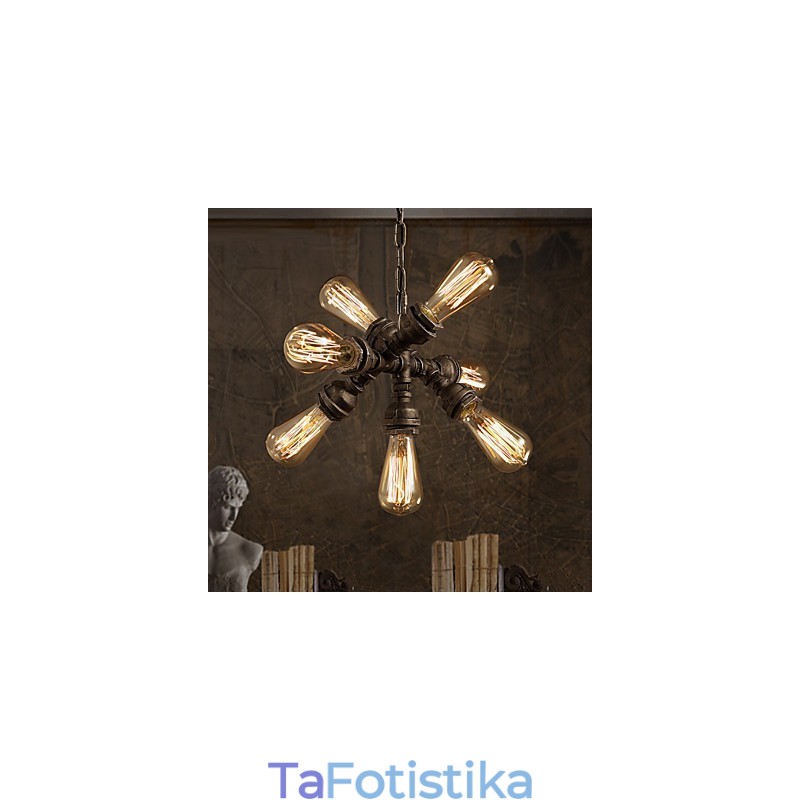 Rustic Lodge Vintage ηλεκτρολυμένος μεταλλικός πολυέλαιος