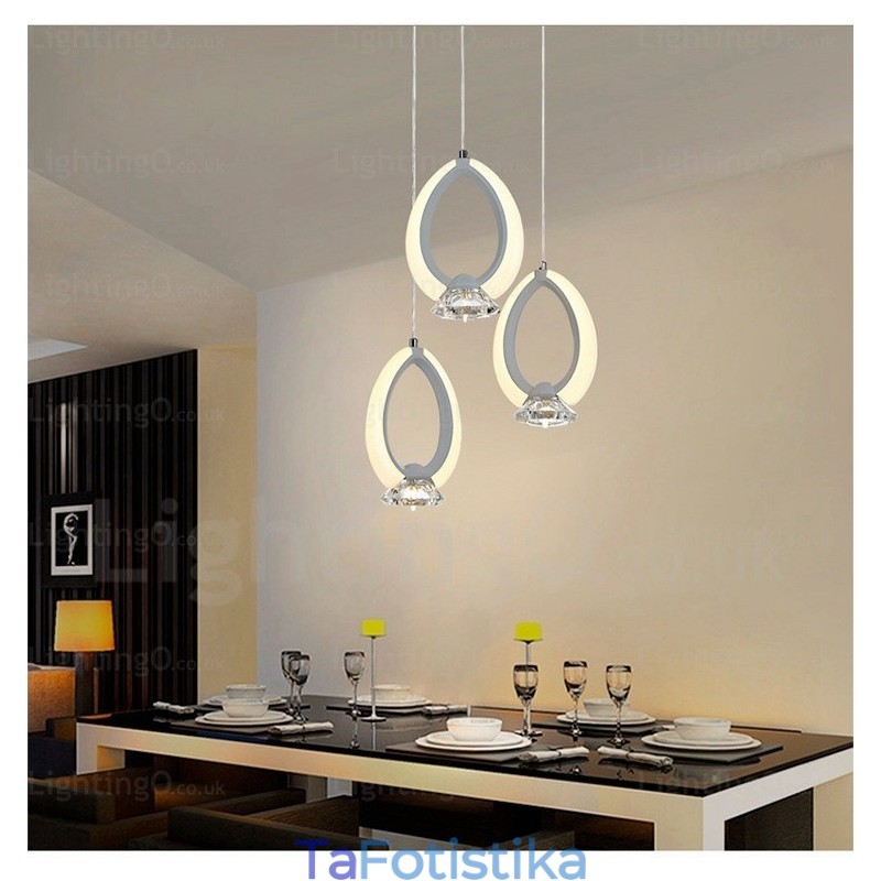 1 Ανοιχτό Μοντέρνο Σύγχρονο Κρεμαστό Φωτιστικό με Κρυστάλλινη Απόχρωση