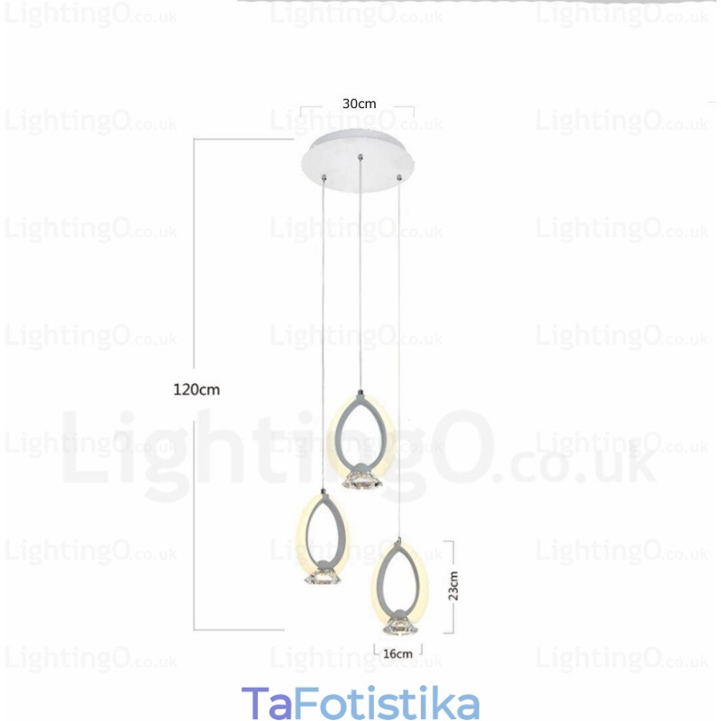 1 Ανοιχτό Μοντέρνο Σύγχρονο Κρεμαστό Φωτιστικό με Κρυστάλλινη Απόχρωση