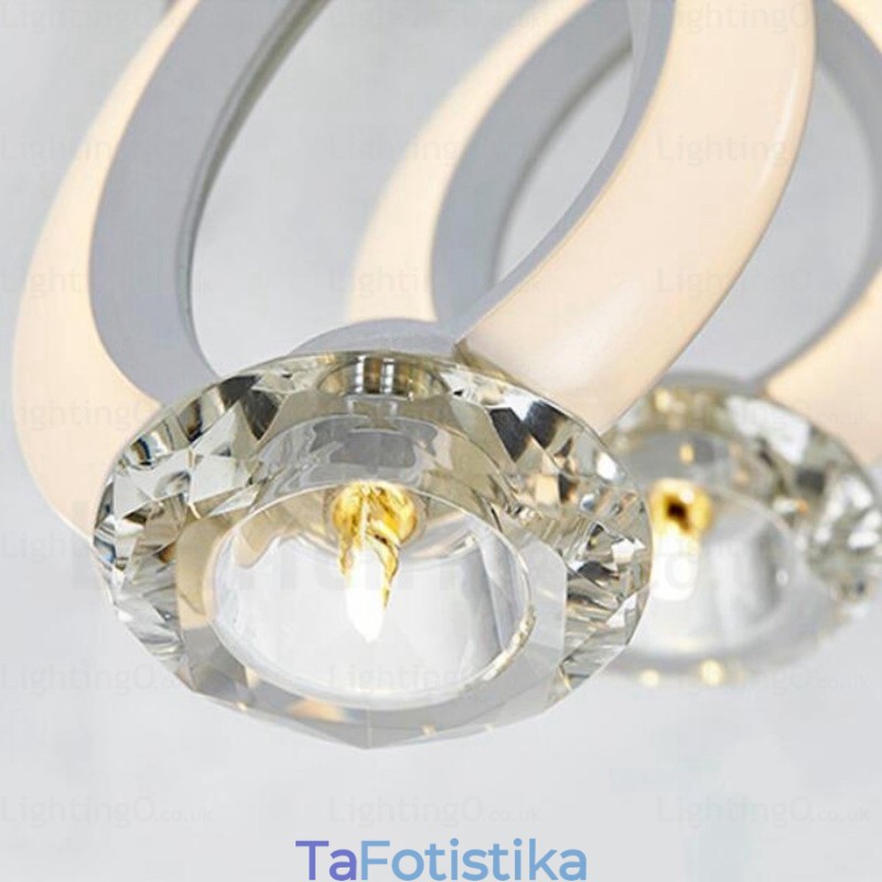 1 Ανοιχτό Μοντέρνο Σύγχρονο Κρεμαστό Φωτιστικό με Κρυστάλλινη Απόχρωση