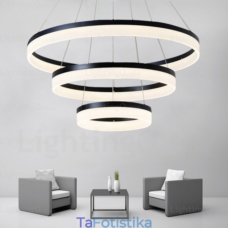 Wi Fi Smart Dimmable 3 Rings Μοντέρνο μοντέρνο κρεμαστό φωτιστικό με ακρυλική απόχρωση