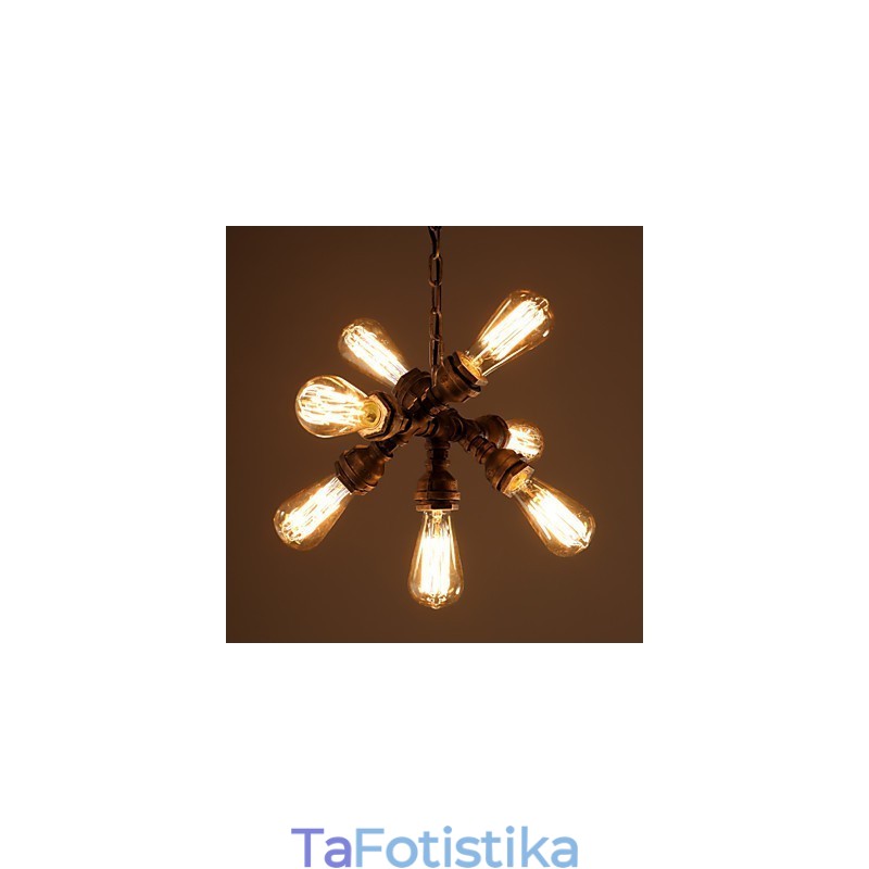 Rustic Lodge Vintage ηλεκτρολυμένος μεταλλικός πολυέλαιος