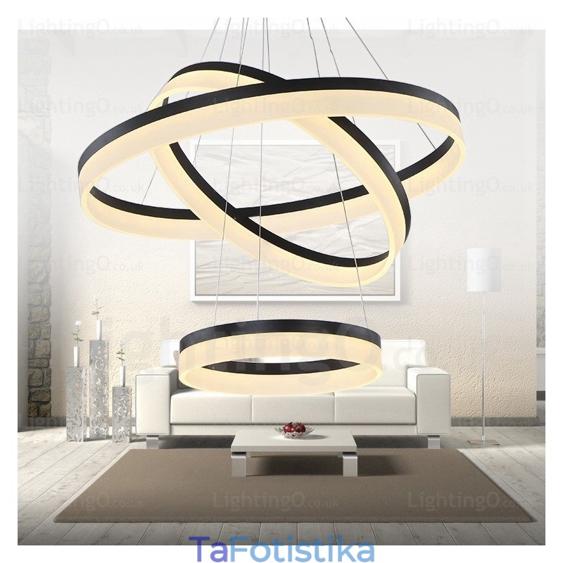 Wi Fi Smart Dimmable 3 Rings Μοντέρνο μοντέρνο κρεμαστό φωτιστικό με ακρυλική απόχρωση