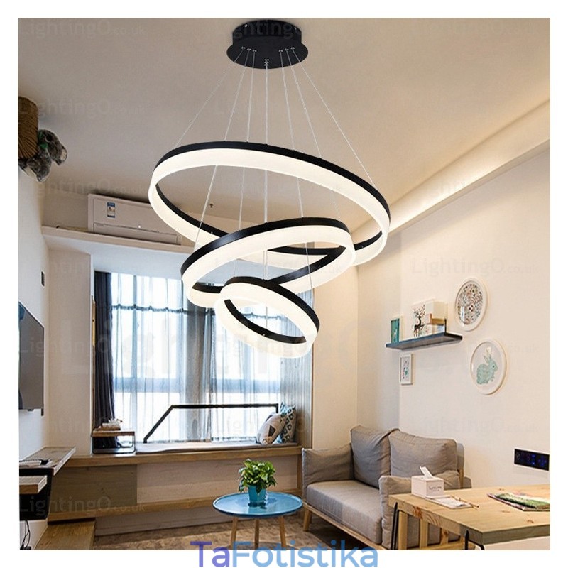 Wi Fi Smart Dimmable 3 Rings Μοντέρνο μοντέρνο κρεμαστό φωτιστικό με ακρυλική απόχρωση