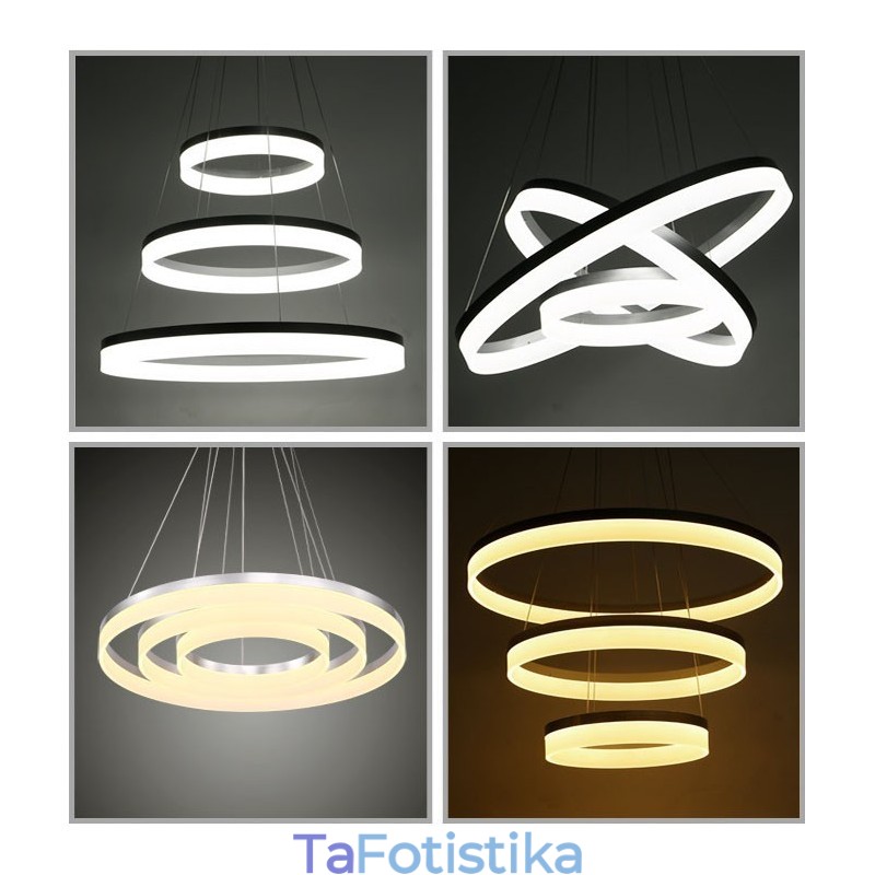 Wi Fi Smart Dimmable 3 Rings Μοντέρνο μοντέρνο κρεμαστό φωτιστικό με ακρυλική απόχρωση