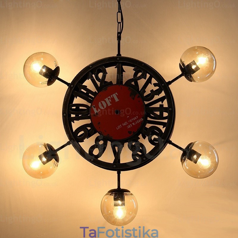 5 Ανοιχτό Vintage ρετρό κρεμαστό φωτιστικό με γυάλινη απόχρωση