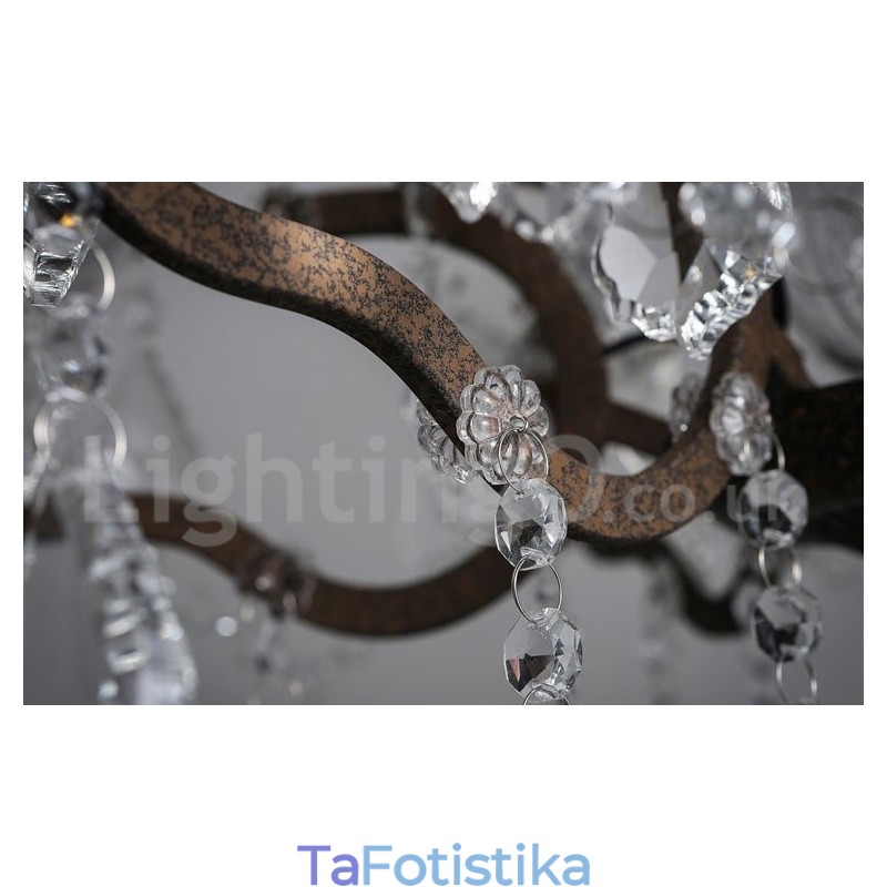 6 Φωτιστικό Διάμετρος 60cm Vintage Κρυστάλλινο Ζωγραφική Μεταλλικός Πολυέλαιος Σκουριασμένο σιδερένιο κρεμαστό φως