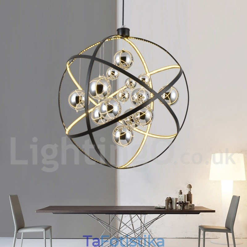 Διάμετρος 50CM 80CM Vintage Globe Chandelier Σκουριασμένο χρώμα κρεμαστό φως