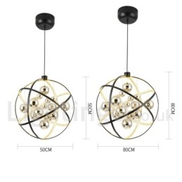 Διάμετρος 50CM 80CM Vintage Globe Chandelier Σκουριασμένο χρώμα κρεμαστό φως
