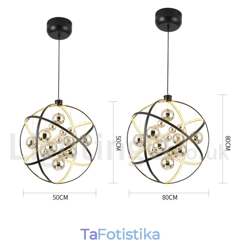 Διάμετρος 50CM 80CM Vintage Globe Chandelier Σκουριασμένο χρώμα κρεμαστό φως