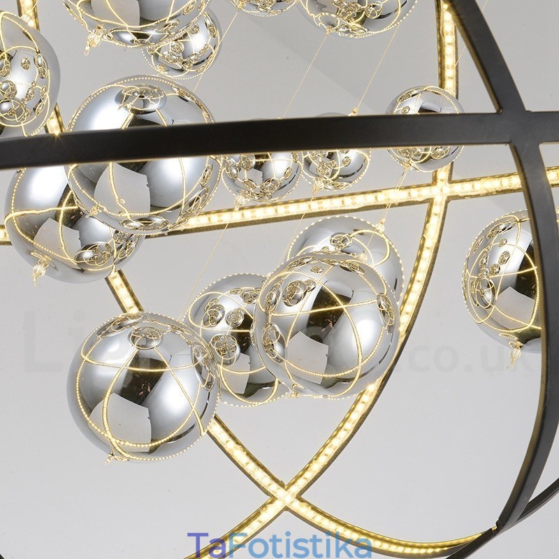 Διάμετρος 50CM 80CM Vintage Globe Chandelier Σκουριασμένο χρώμα κρεμαστό φως