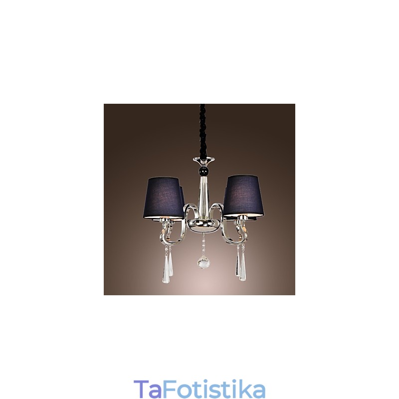 Vintage Πολυέλαιος 4 Ανοιχτό Κλασικό Υφασμάτινο Μεταλλικό Πίνακας