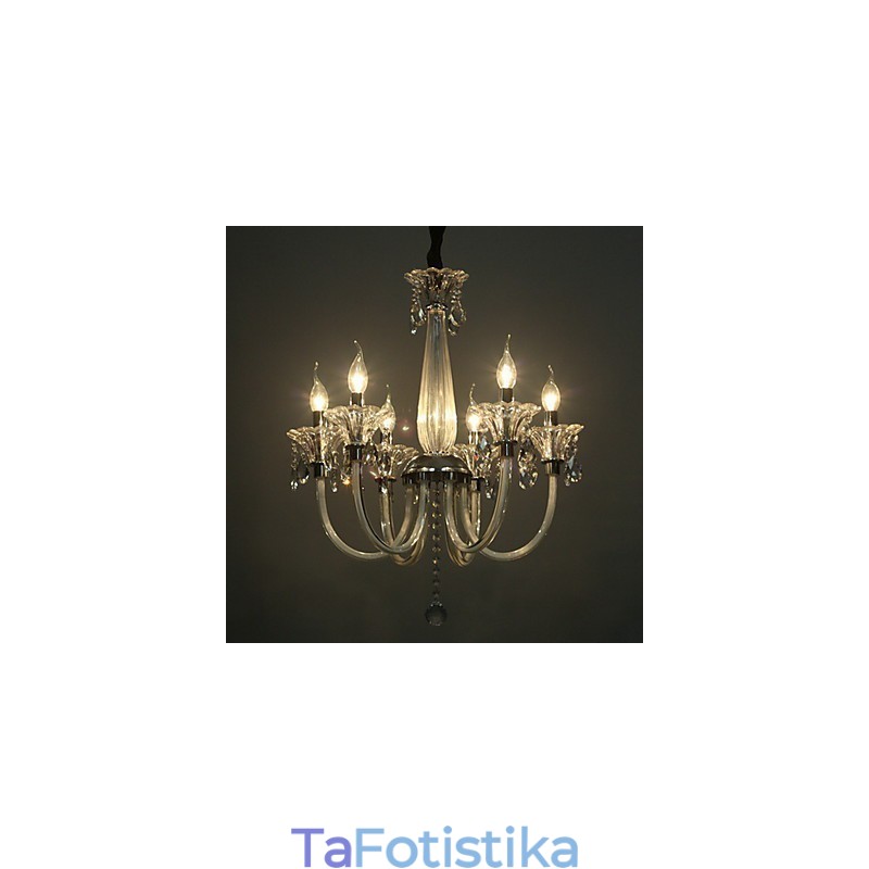 American Style Lodge 6 Light Chandelier With Glass Shade