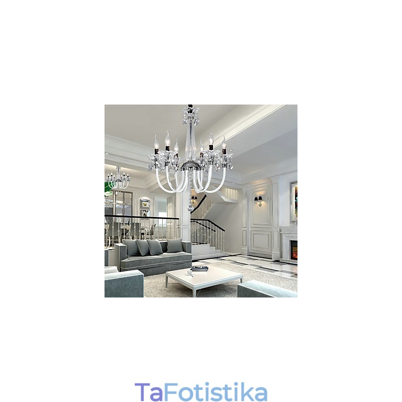 American Style Lodge 6 Light Chandelier With Glass Shade