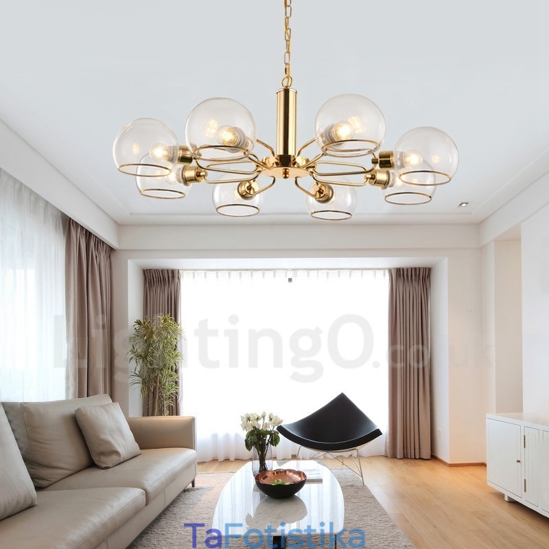 Πολυέλαιος 8 Lights Nordic Postmodern Creative Glass Magic Bean