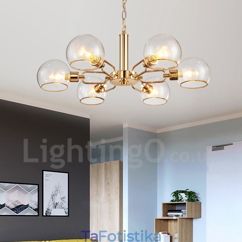 Πολυέλαιος 6 Lights Nordic Postmodern Creative Glass Magic Bean