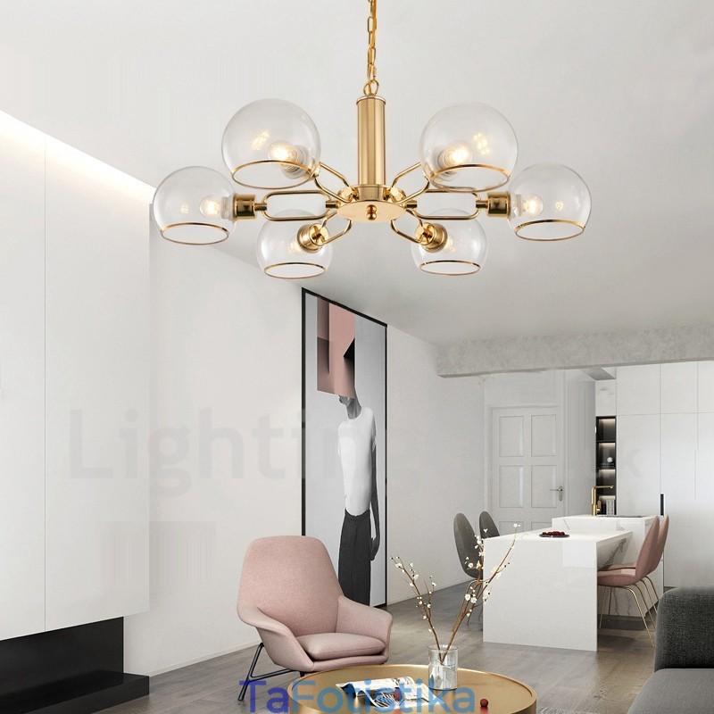 Πολυέλαιος 6 Lights Nordic Postmodern Creative Glass Magic Bean