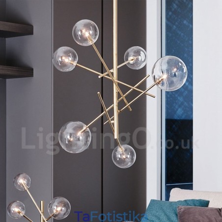 Πολυέλαιος 6 Lights Nordic Lamp Chandelier Simple Creative Retro Iron Glass Ball Πολυέλαιος Magic Bean Πολυέλαιος 6 Lights Nordic Lamp Chandelier Simple Creative Retro Iron Glass Ball Πολυέλαιος Magic Bean
