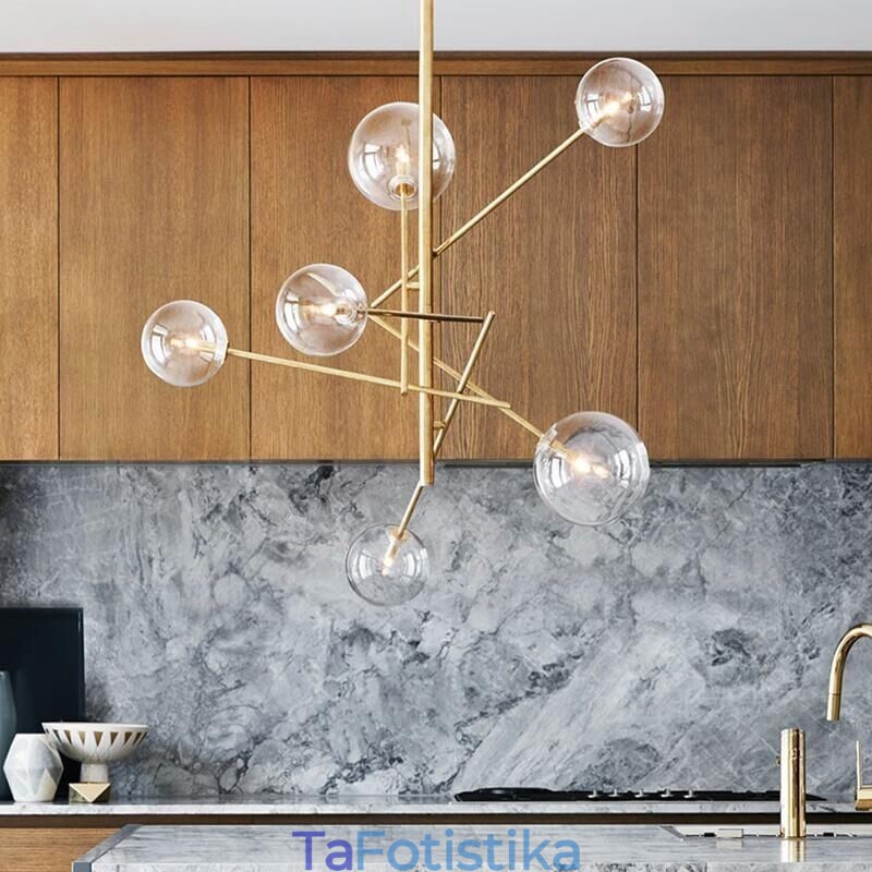 Πολυέλαιος 6 Lights Nordic Lamp Chandelier Simple Creative Retro Iron Glass Ball Πολυέλαιος Magic Bean