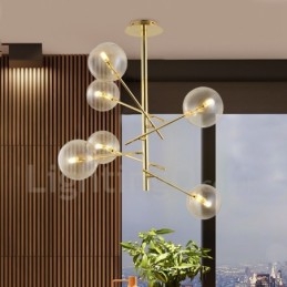 Πολυέλαιος 6 Lights Nordic Lamp Chandelier Simple Creative Retro Iron Glass Ball Πολυέλαιος Magic Bean