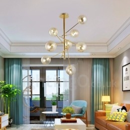 Πολυέλαιος 6 Lights Nordic Lamp Chandelier Simple Creative Retro Iron Glass Ball Πολυέλαιος Magic Bean