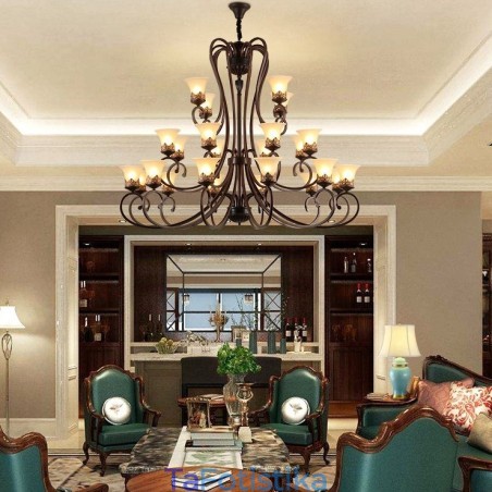 24 Lights High Ceiling Vintage Country Island Ζωγραφική Μεταλλικός πολυέλαιος με γυάλινες αποχρώσεις Ψηλή οροφή 24 Lights High Ceiling Vintage Country Island Ζωγραφική Μεταλλικός πολυέλαιος με γυάλινες αποχρώσεις Ψηλή οροφή